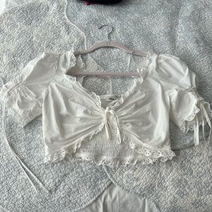 Urban outfitters white puff sleeve crop top